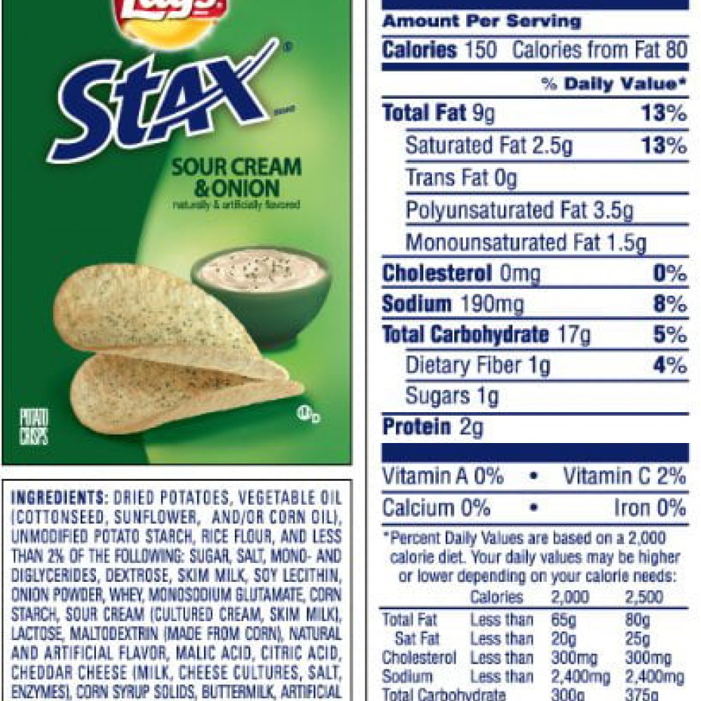 BCL Lay's Stax (6), Sour Cream & Onion, 5.5-Ounce Containers for Snacks and Appetizer & CUSTOM Storage Carrier