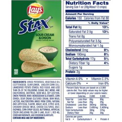 BCL Lay's Stax (6), Sour Cream & Onion, 5.5-Ounce Containers for Snacks and Appetizer & CUSTOM Storage Carrier