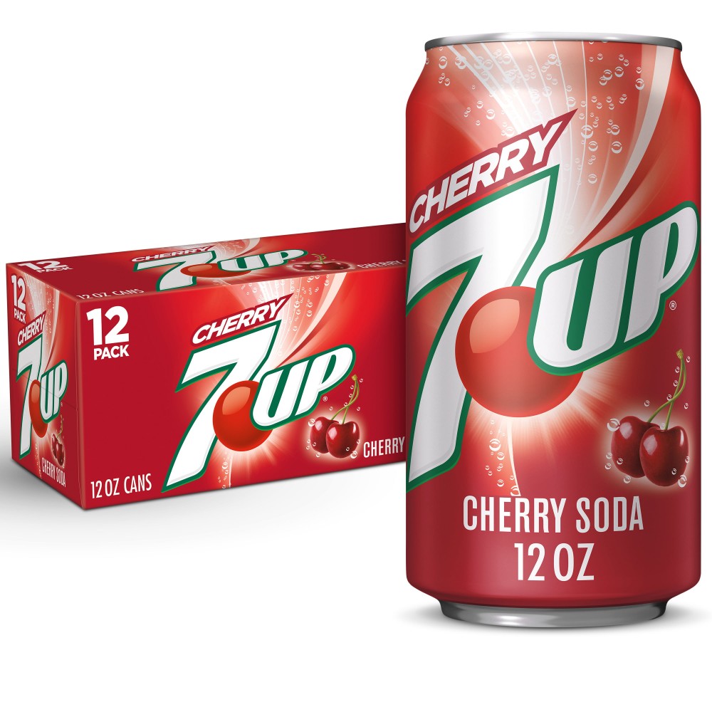 7UP Cherry Flavored Soda, 12 fl oz cans, 12 pack