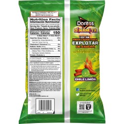 Doritos Dinamita Chile Limon Flavored Tortilla Chips, 4 oz Bag