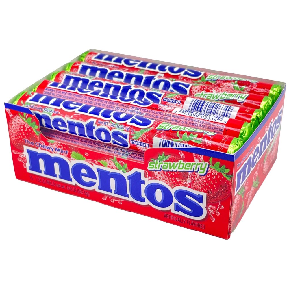 Italian Candy Pvm Mentos Roll Strawberry.562,5 g- 15Ct Italian Candy Pvm Mentos Roll Strawberry.562,5 g- 15Ct