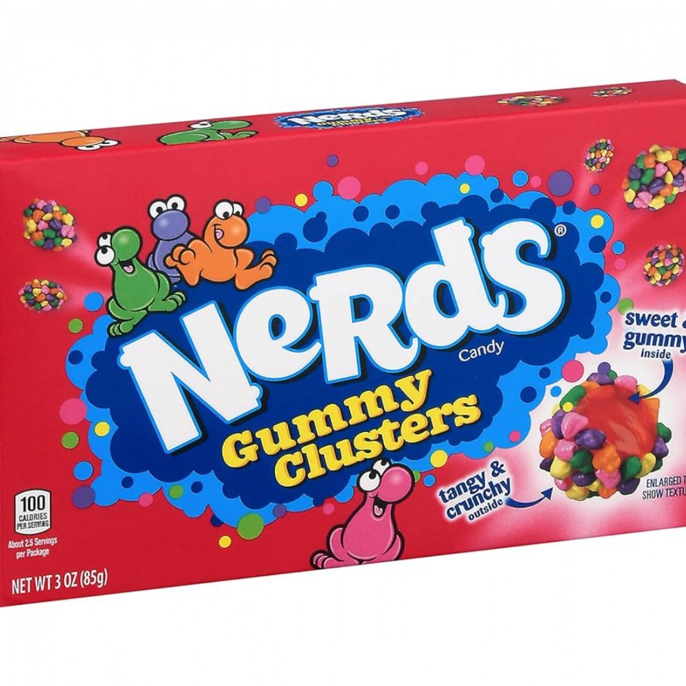 Nerds Gummy Clusters Theater BoxNerds Gummy Clusters Theater Box 85g (Case of 12) Nerds Gummy Clusters Theater BoxNerds Gummy Clusters Theater Box 85g (Case of 12)