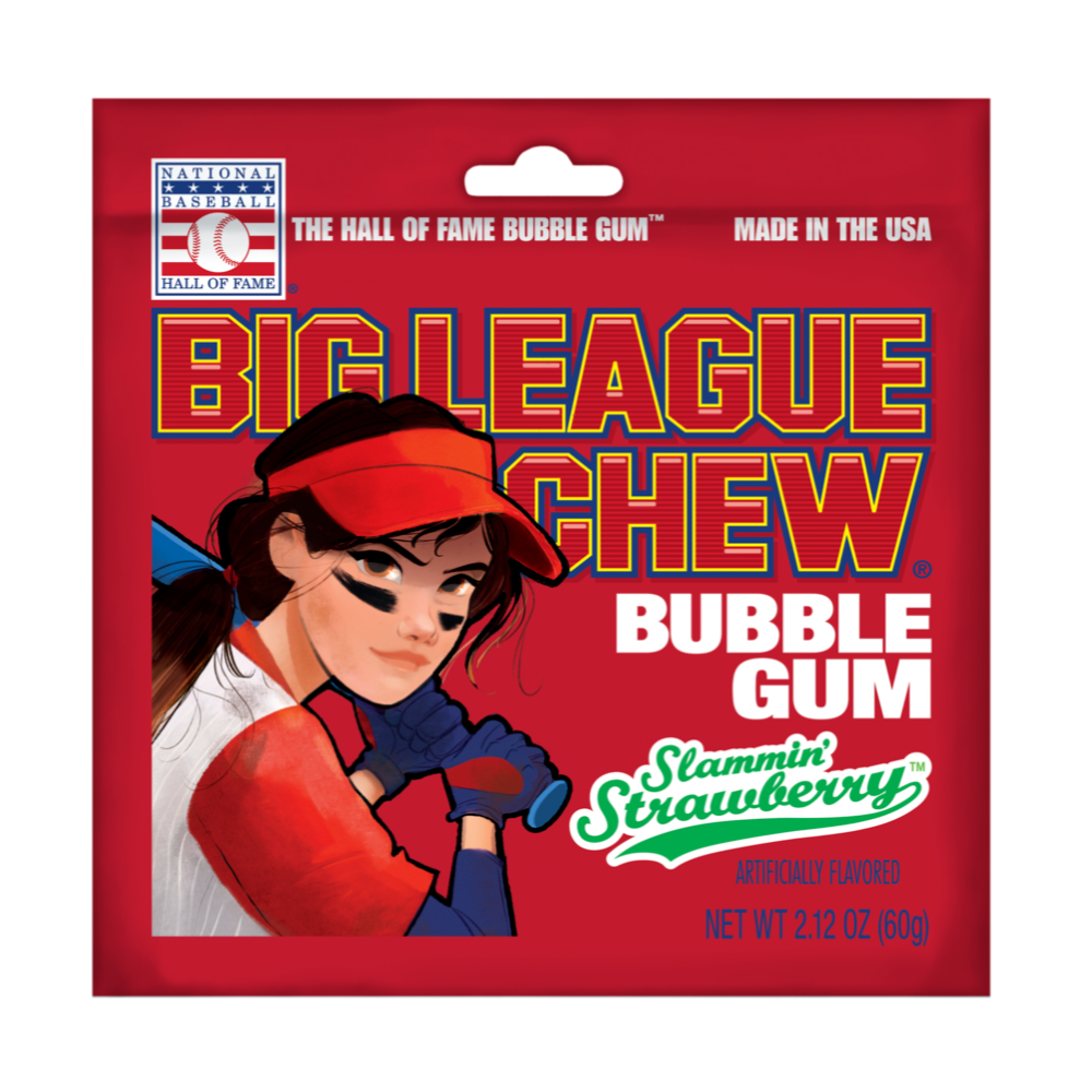 Big League Chew Bubble Gum Slammin' Strawberry-  60 g (Case of 12)