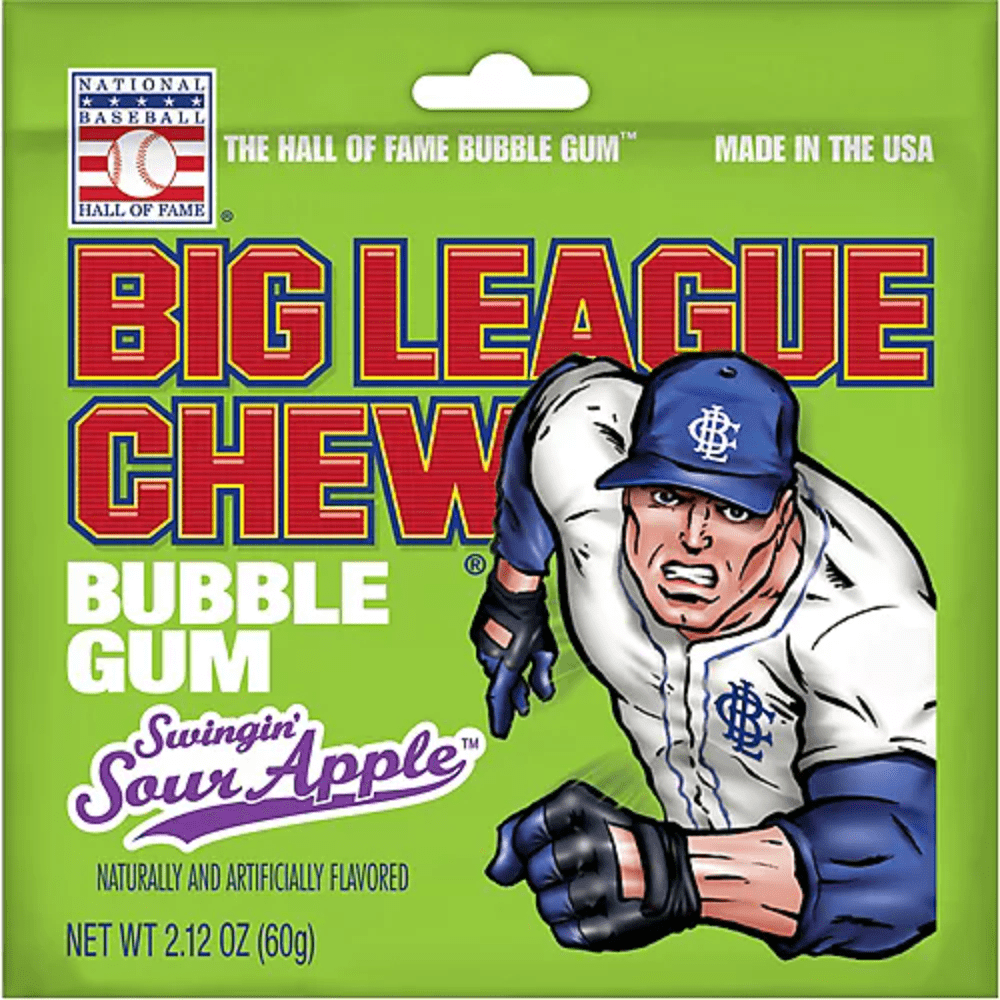 Big League Chew Bubble Gum Swingin Sour Apple - 60 g (Case of 12)