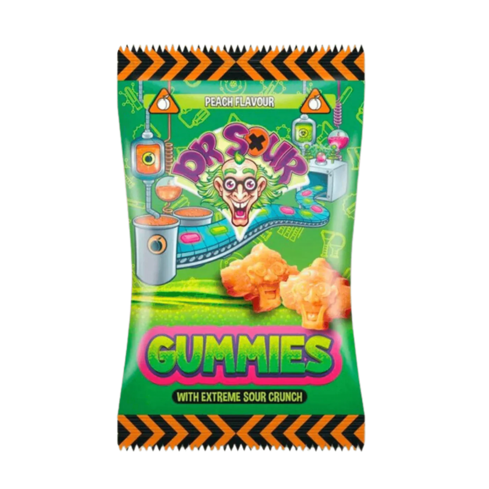 Dr Sour Gummies Blue Raspberry Peg Bag 200G - Case of 12 Dr Sour Gummies Blue Raspberry Peg Bag 200G - Case of 12