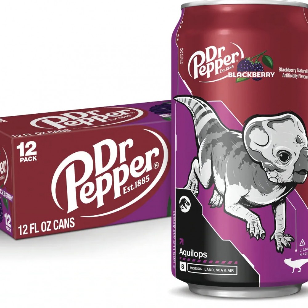 Dr Pepper Blackberry Jurassic World Rebirth Limited Edition Soda Cans Dr Pepper Blackberry Jurassic World Rebirth Limited Edition Soda Cans