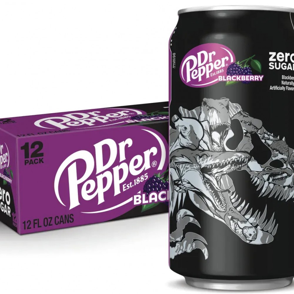 Dr Pepper Blackberry Zero Sugar Jurassic World Rebirth Limited Edition Soda Cans Dr Pepper Blackberry Zero Sugar Jurassic World Rebirth Limited Edition Soda Cans
