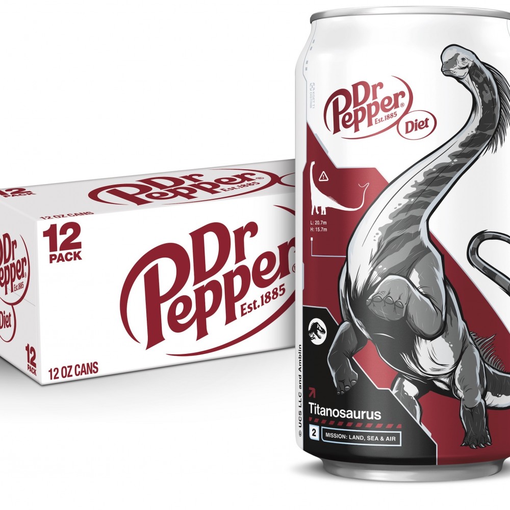 Diet Dr Pepper Soda Pop, 12 fl oz, 12 Pack Cans, Jurassic World Rebirth Limited Edition