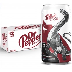 Diet Dr Pepper Soda Pop, 12 fl oz, 12 Pack Cans, Jurassic World Rebirth Limited Edition