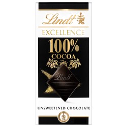 Lindt Excellence 100% Cocoa Dark Chocolate Candy Bar, 1.7 oz. Bar