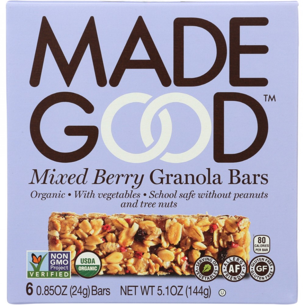 MadeGood Chocolate Chip Granola Bars, 6 Healthy Snack Bars, 0.85 oz Each