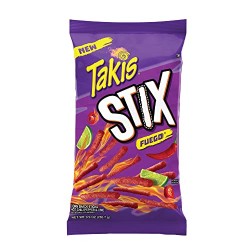 Takis Stix Fuego Corn Sticks, Hot Chili Pepper and Lime Artificially Flavored, 9.9 Ounce Bag