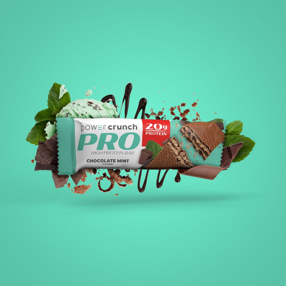 Power Crunch PRO Chocolate Mint High Protein Bar, 20g Protein, 2 oz, 4 Ct