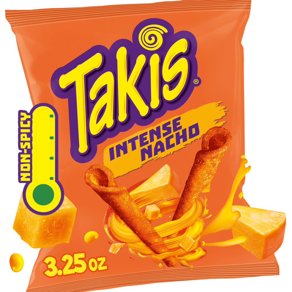 Takis Rolls Intense Nacho, Nacho Cheese Flavored Rolled Tortilla Chips, 3.25 Ounce Bag