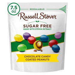 RUSSELL STOVER Sugar Free Chocolate Candy Coated Peanuts, 7.5 oz. bag