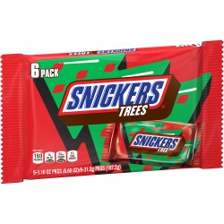 Snickers Christmas Candy Tree Chocolate Bars Full Size - 1.1oz/6pk