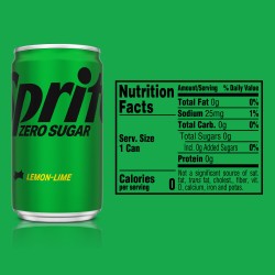 Sprite Diet Zero Sugar Lemon Lime Mini Soda Pop Soft Drink, 7.5 fl oz, 10 Pack Cans