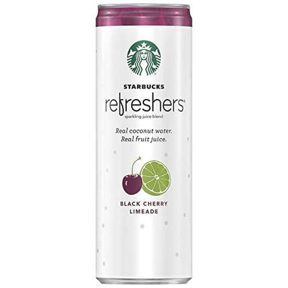 Starbucks, Refreshers with Coconut Water, Black Cherry Limeade, 12 fl oz. cans (12 Pack)