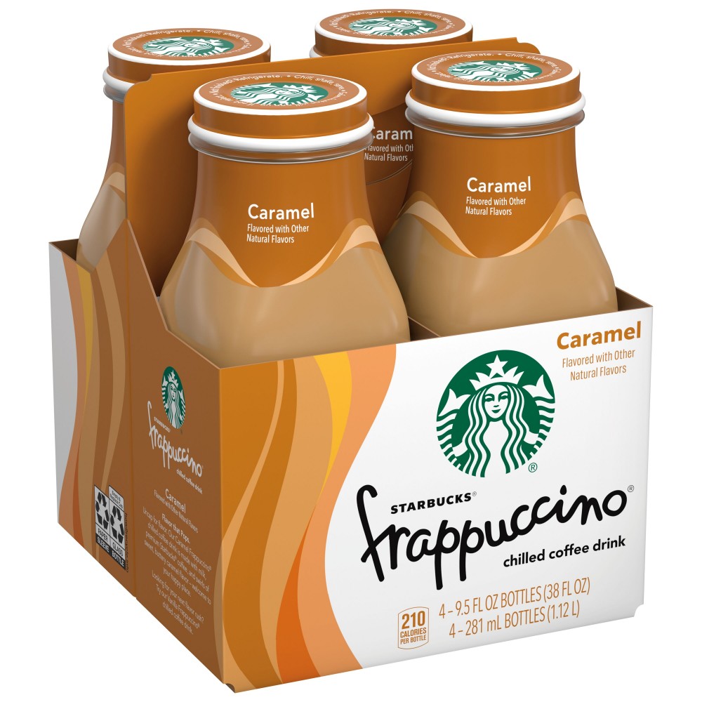 Starbucks Frappuccino Caramel Iced Coffee, 9.5 oz, 4 Pack Bottles